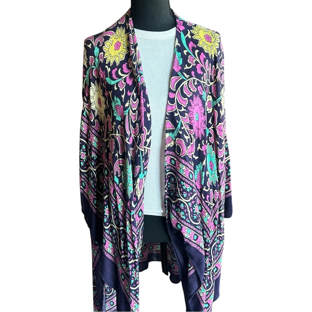 Free People Floral Kimono Cardigan Boho Duster Medium